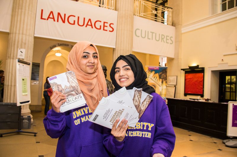 Language students at a university open day. 