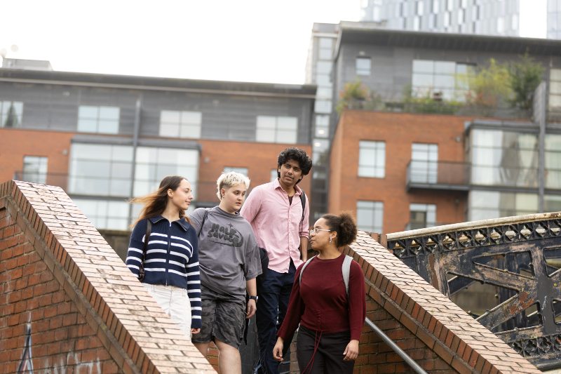 Department students walking through Manchester. 