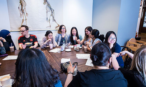 Students congregating at an event
